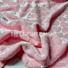 Дитячий плюшевий плед рожевий із сердечками 110×140 см