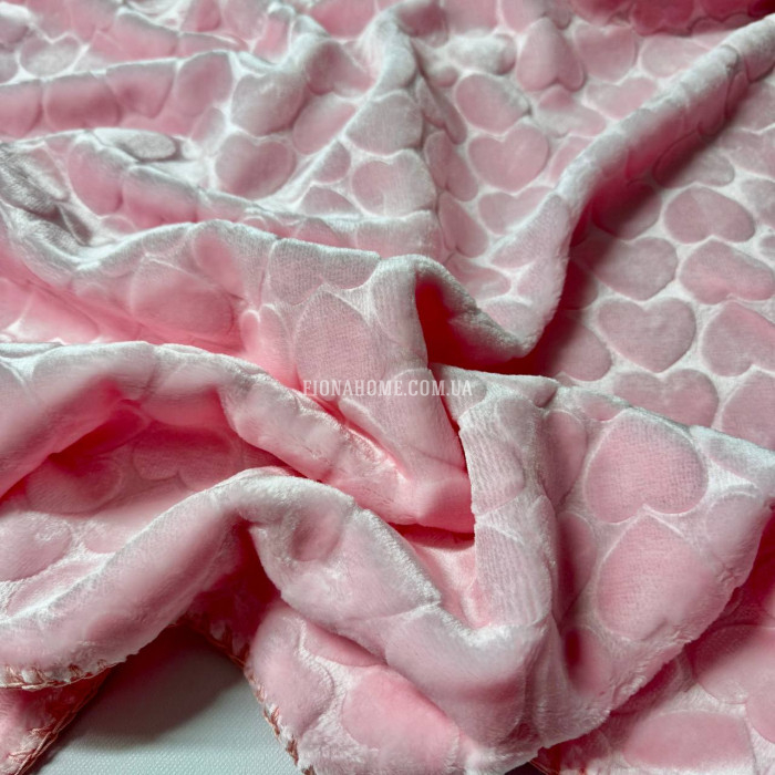 Дитячий плюшевий плед рожевий із сердечками 110×140 см