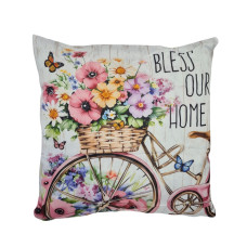 Подушка декоративна 45×45 см  Квітковий велосипед