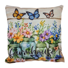 Подушка декоративна 45×45 см Farmhouse квіти у банках